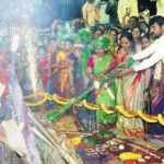 BRS MLC K Kavitha participates in Bhogi mantalu at KBR Park in Hyderabad on Saturday