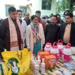 DDC Chairman, Kathua Col Mahan Singh and officers and staff of Animal Husbandry Department during a camp at Mahanpur on Thursday.
