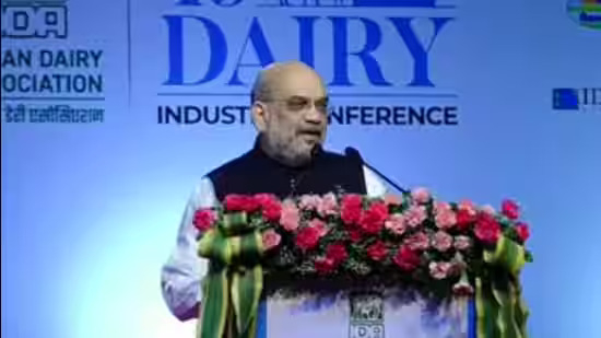 Union Home Minister Amit Shah at the Indian Dairy Summit uin Gujarat