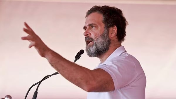 Congress leader Rahul Gandhi addresses a public meeting for the Karnataka Assembly elections, at Arsikere, in the Hassan district of Karnataka on Monday. (Congress Twitter)