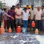 Adilabad Dairy farmers dump milk on road in protest against delay in clearing bills